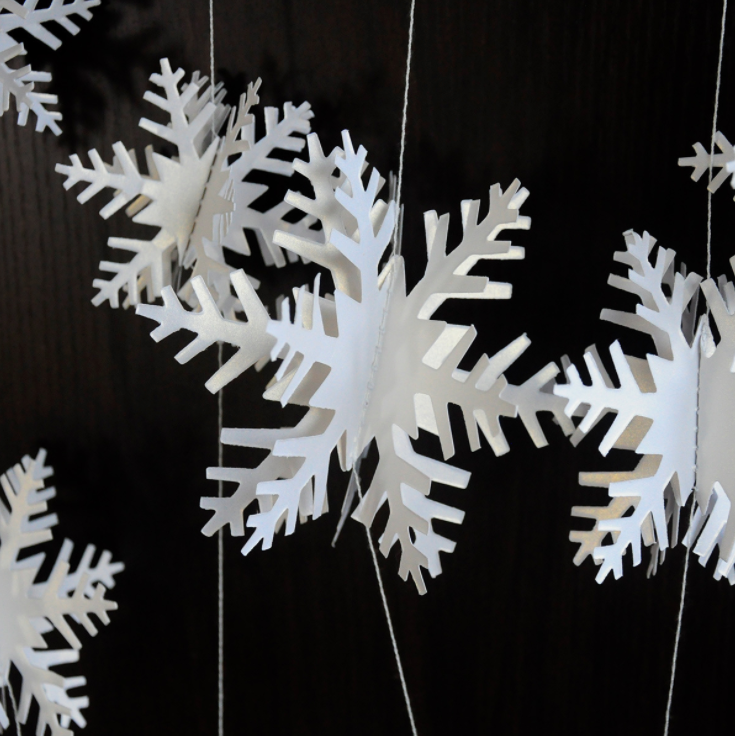 White 3D snow flakes bunting decoration product photo 4