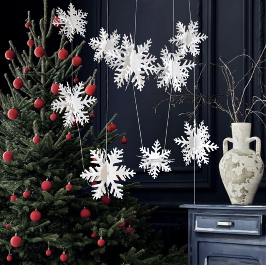 White 3D snow flakes bunting decoration product photo