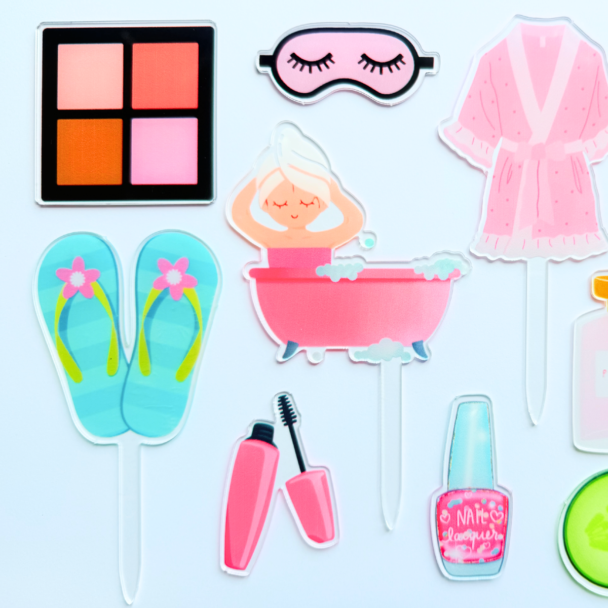 Spa Day sleepovers pamper party Cake Topper Set – 12pcs Self-Care Theme product photo 2