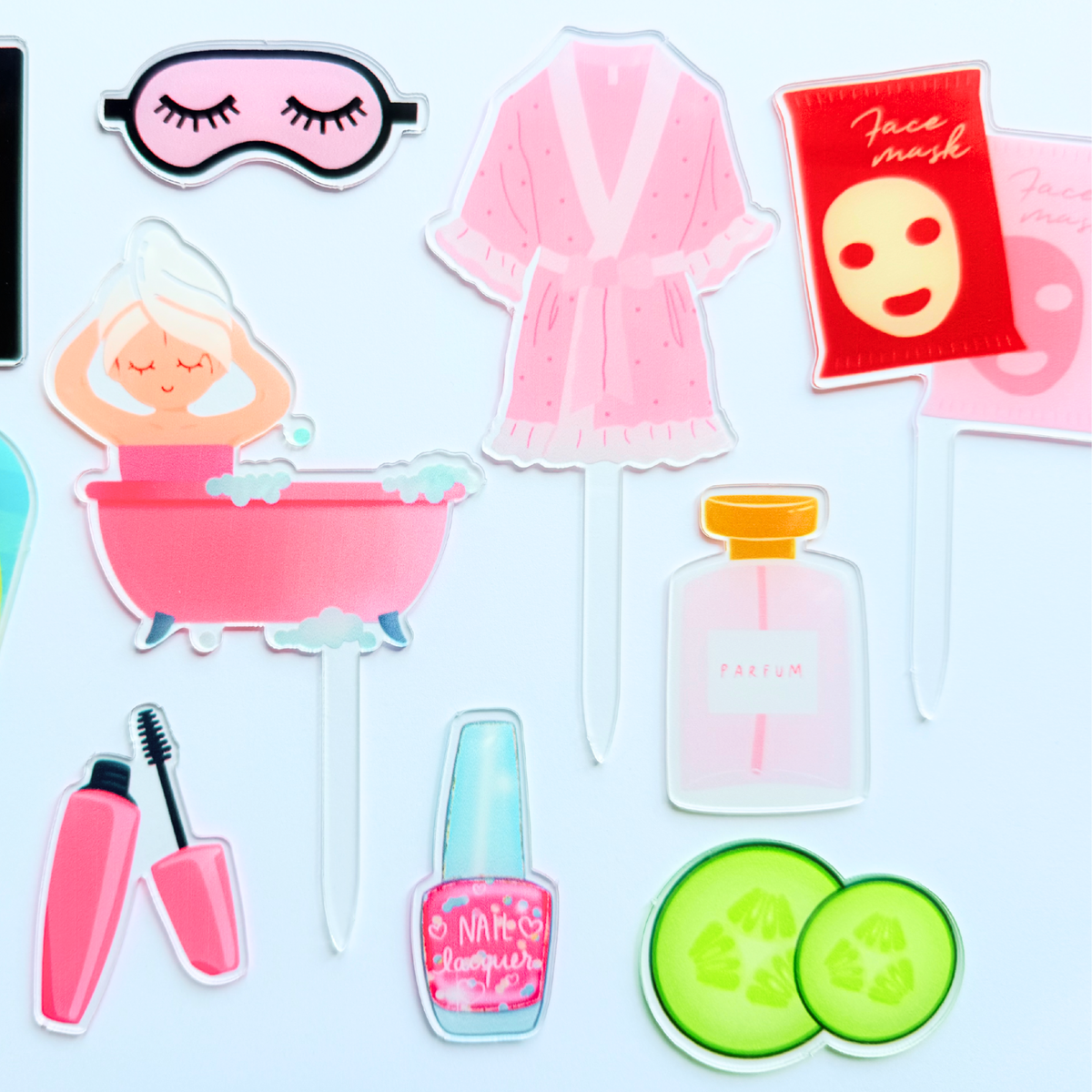 Spa Day sleepovers pamper party Cake Topper Set – 12pcs Self-Care Theme product photo 3