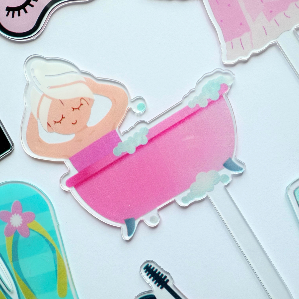 Spa Day sleepovers pamper party Cake Topper Set – 12pcs Self-Care Theme product photo 4