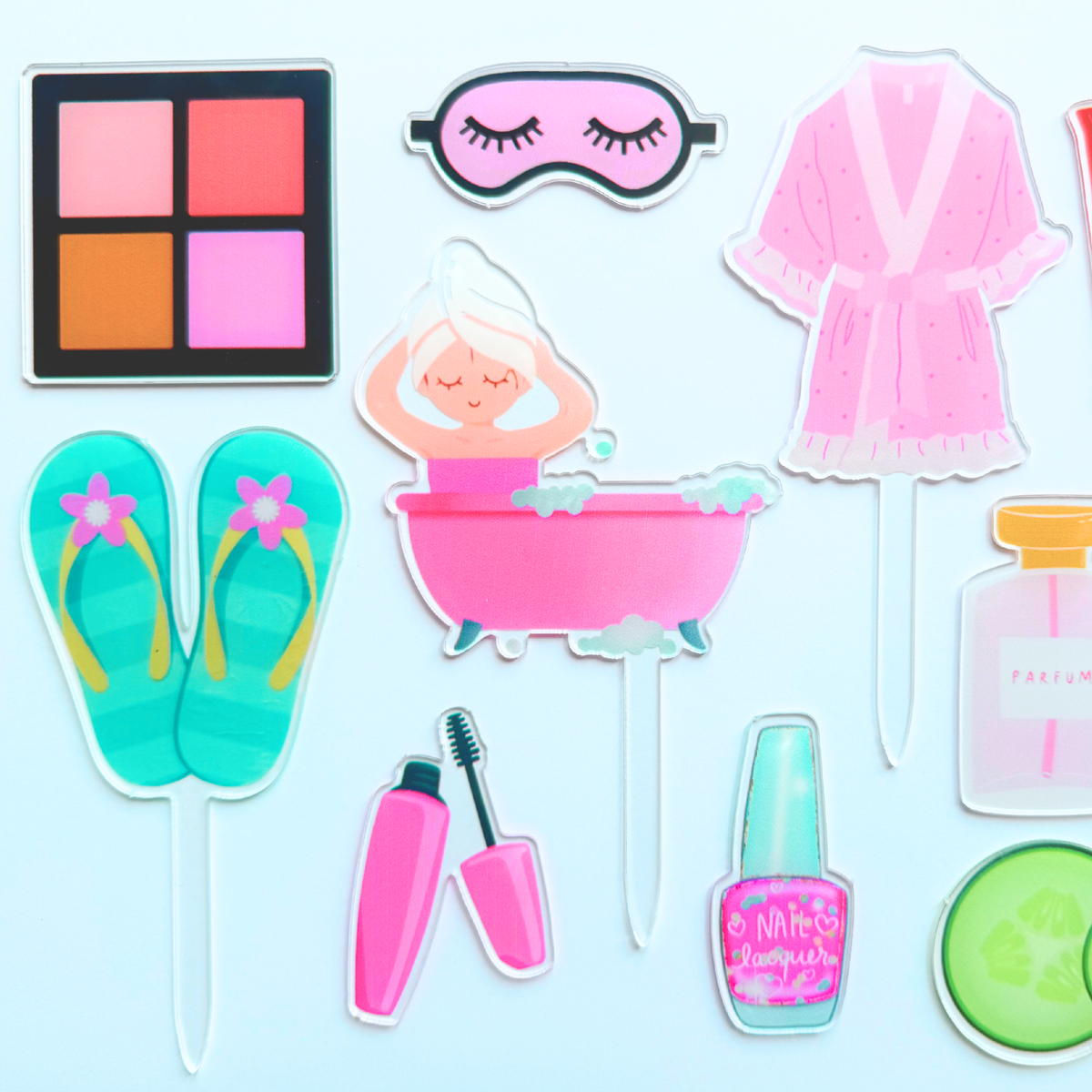 Spa Day sleepovers pamper party Cake Topper Set – 12pcs Self-Care Theme product photo 6