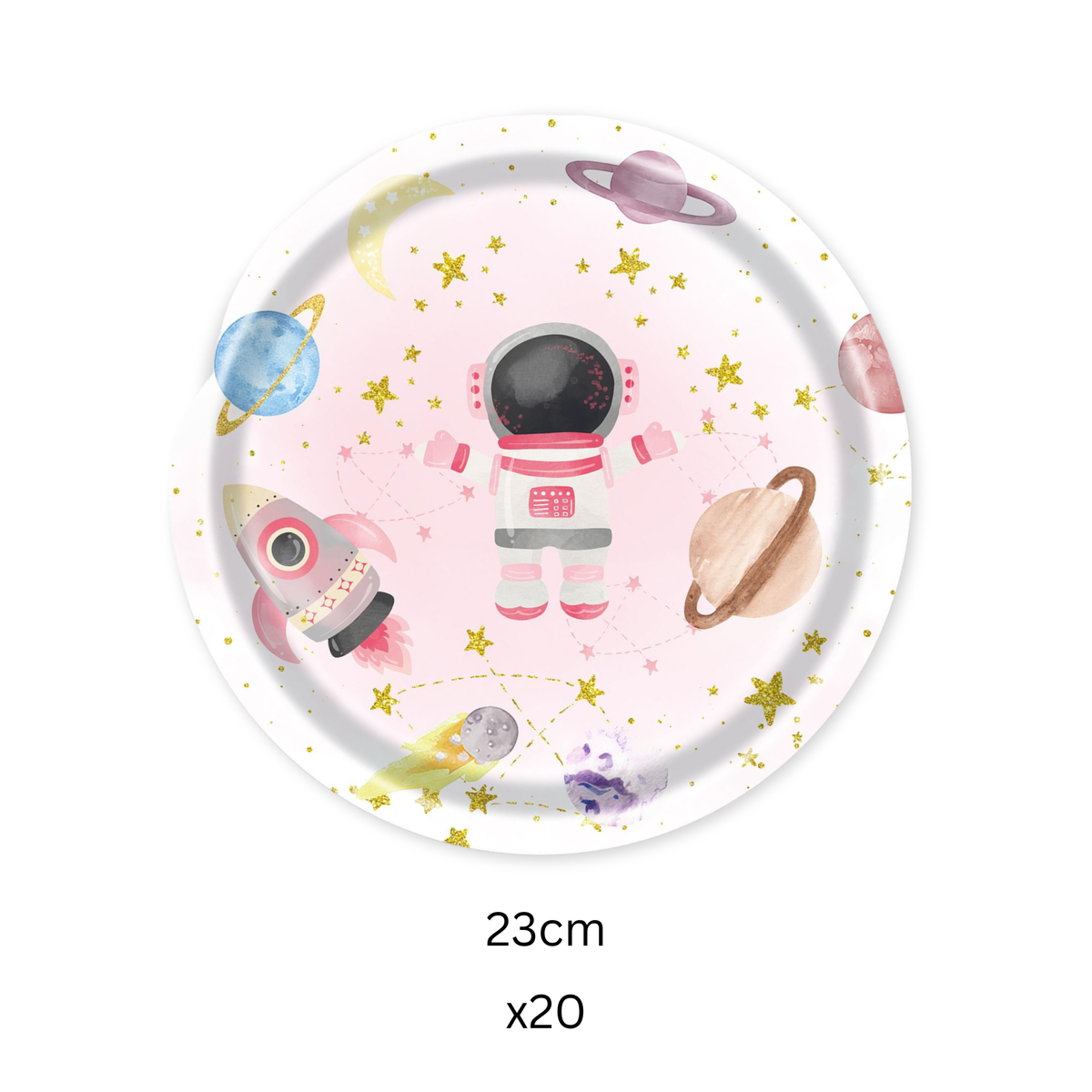 Space Astronaut pink tableware set 9" plates, 20pcs each product photo 4