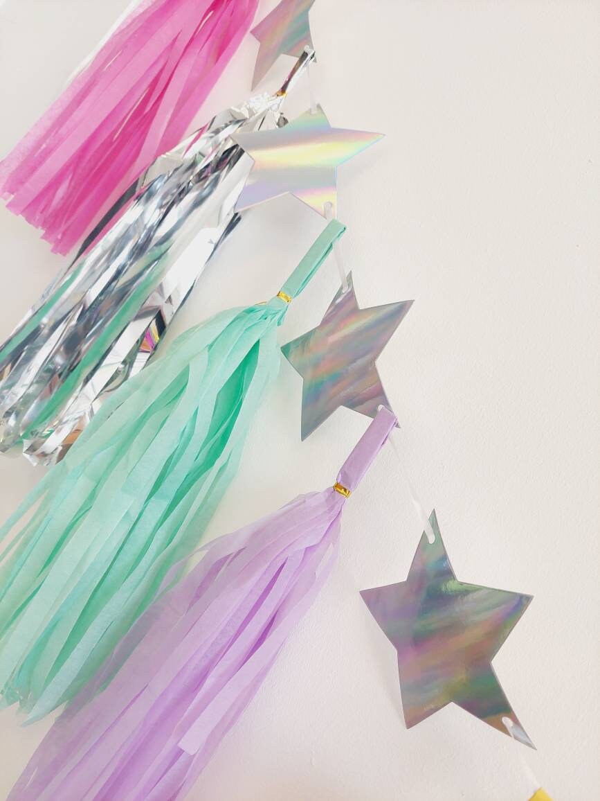 Specially designed girls large shooting stars tissue tassel garland birthday product photo 4