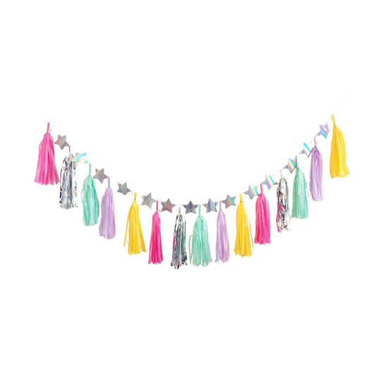 Specially designed girls large shooting stars tissue tassel garland birthday product photo