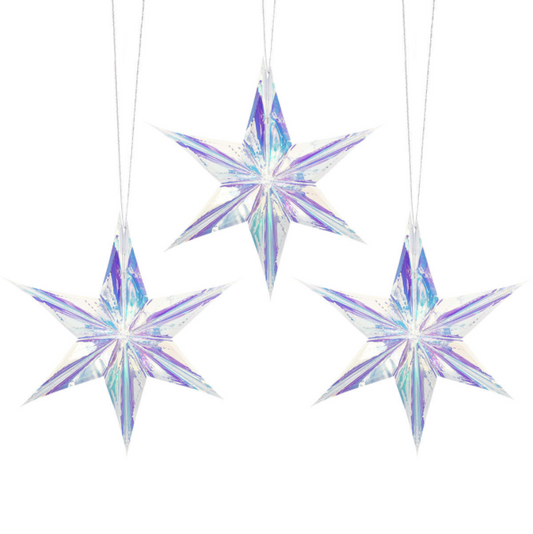 Christmas Iridescent foldable star hanging decoration product photo