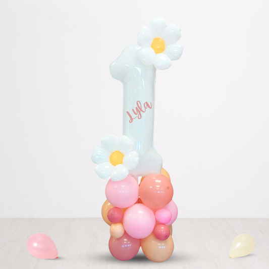 Sweet daisy pink blush balloon sculpture bouquet product photo
