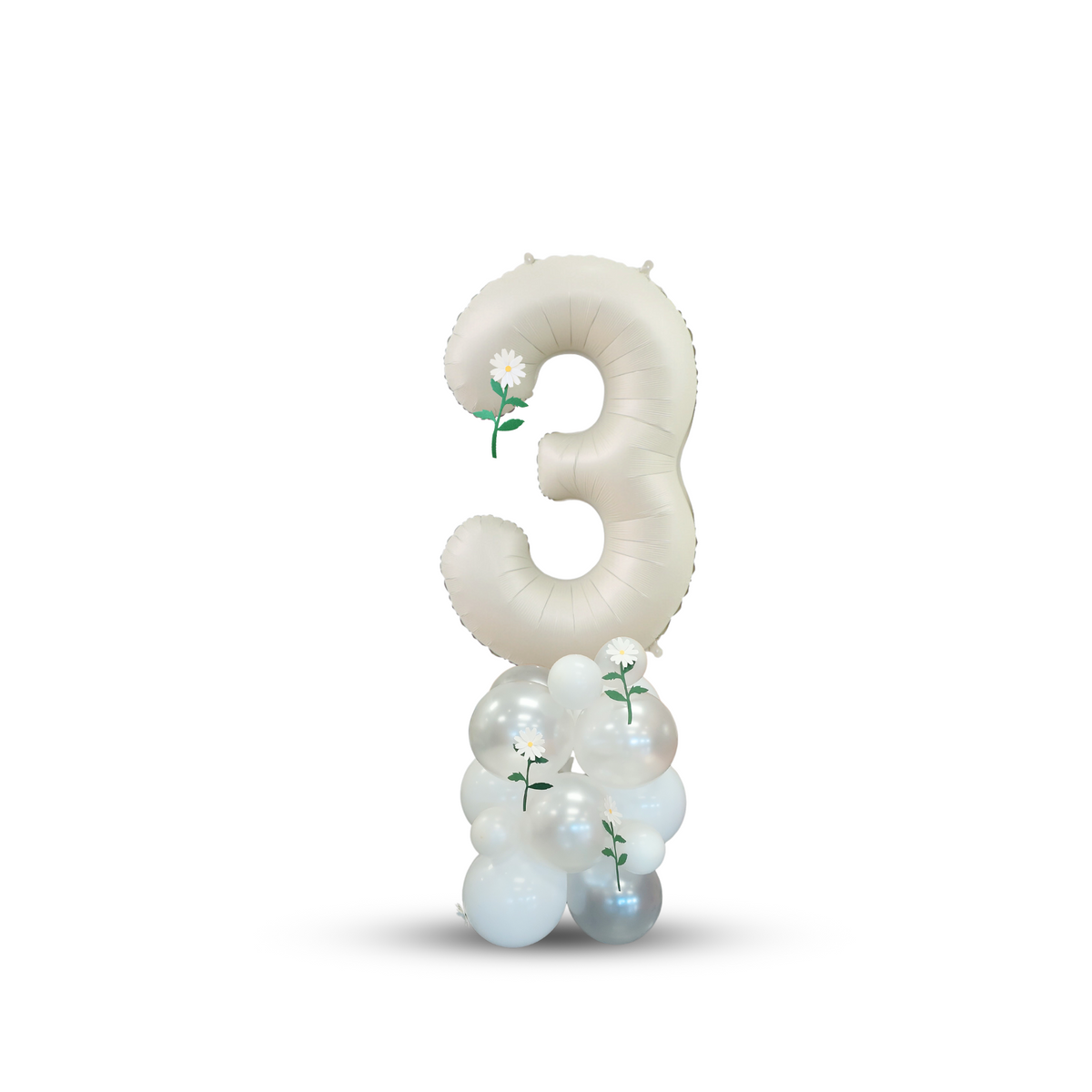 Sweet daisy beige and white balloon sculpture bouquet product photo 2