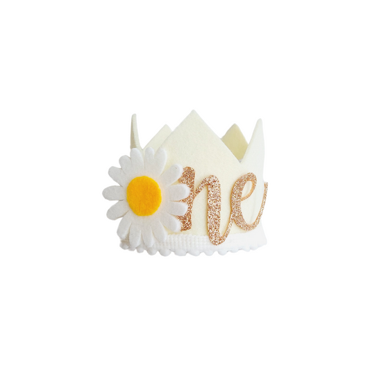 Handmade Sweet daisy yellow and white one two 1st 2nd birthday crown hat product photo
