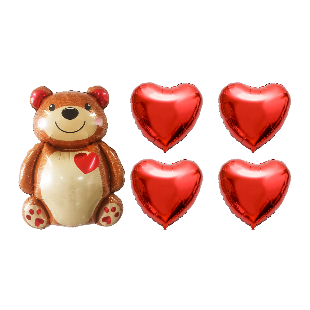 TEDDY bear balloon with 4pcs love heart, baby shower christening birthday product photo 2