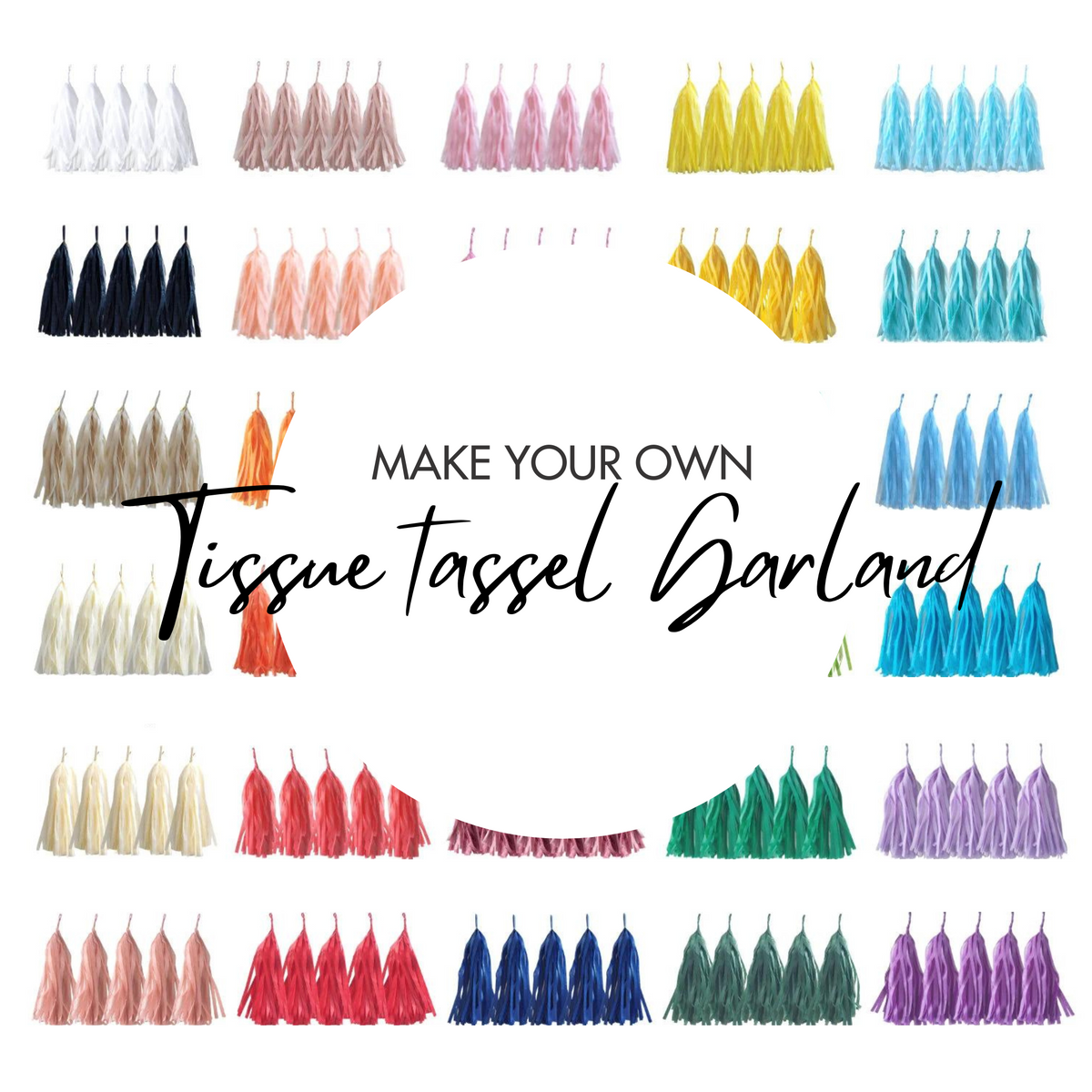 All colours Make your own Paper Tissue Tassel Garland more than 50 colours 5-Pack each product photo 2