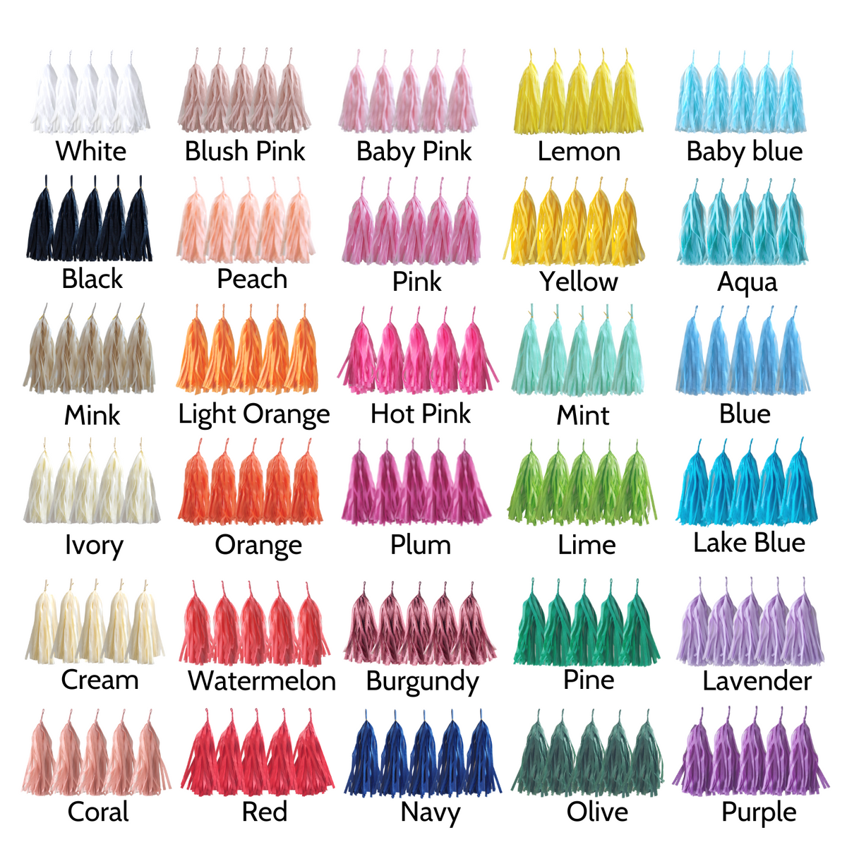All colours Make your own Paper Tissue Tassel Garland more than 50 colours 5-Pack each product photo 4