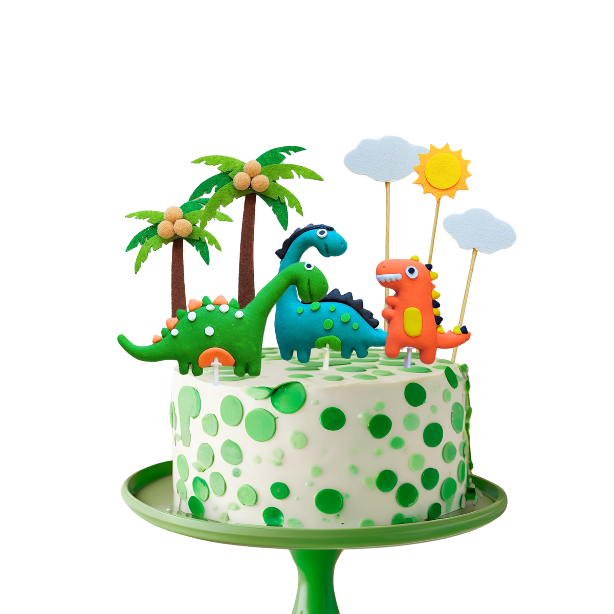 Felt Trees and Clay Dinosaurs Cake Topper set lifestyle photo