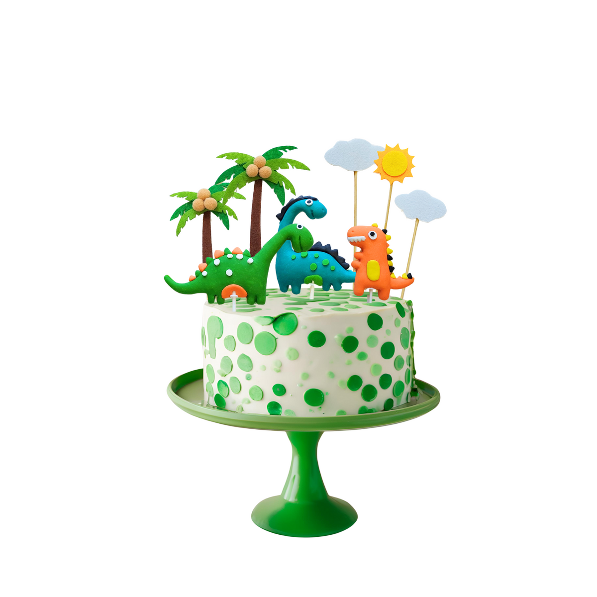 Felt Trees and Clay Dinosaurs Cake Topper set lifestyle photo