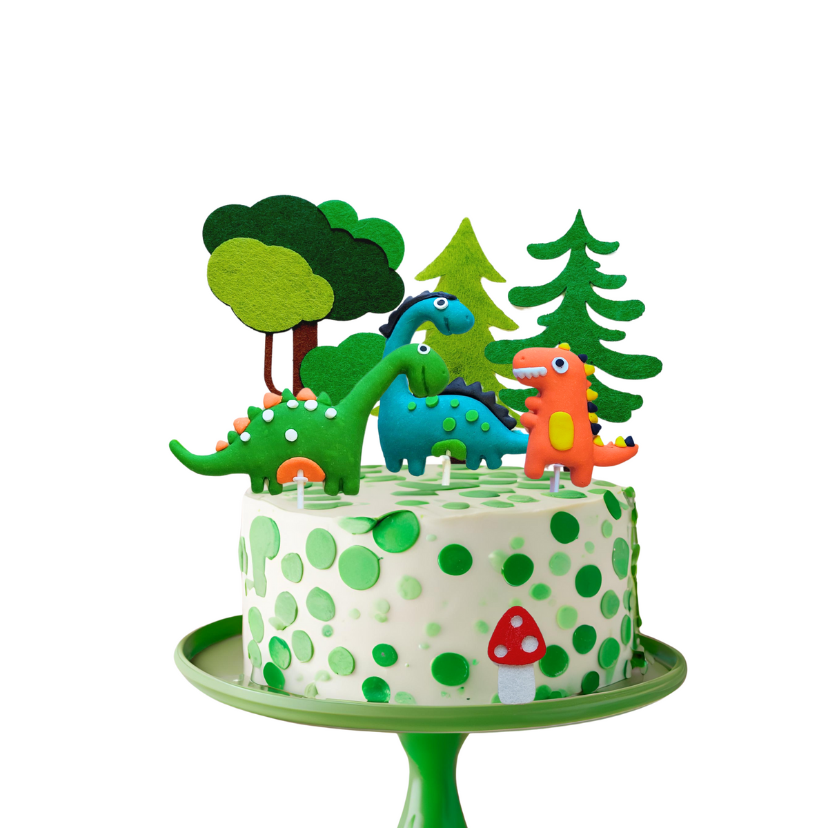 Felt Trees and Clay Dinosaurs Cake Topper set lifestyle photo
