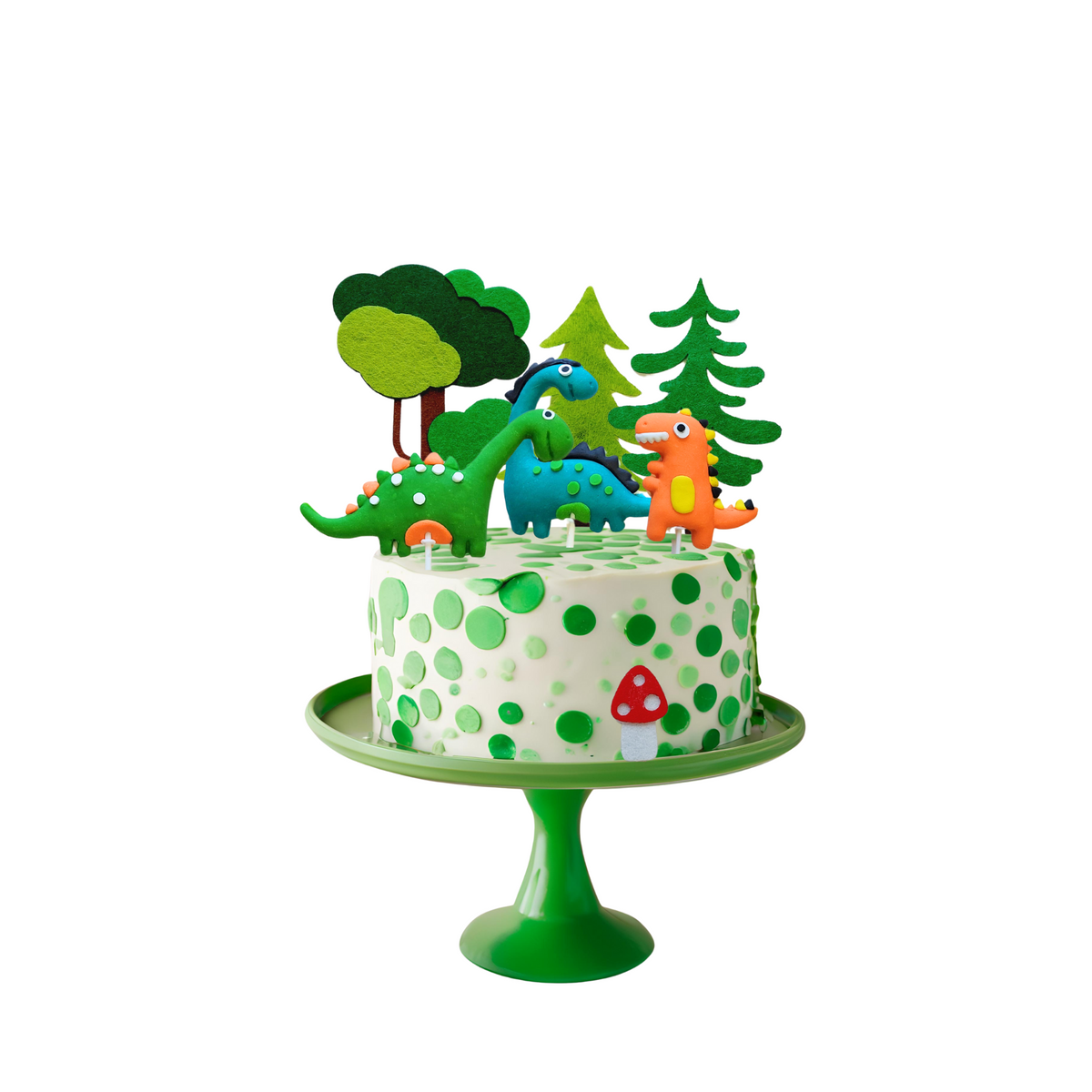 Felt Trees and Clay Dinosaurs Cake Topper set lifestyle photo
