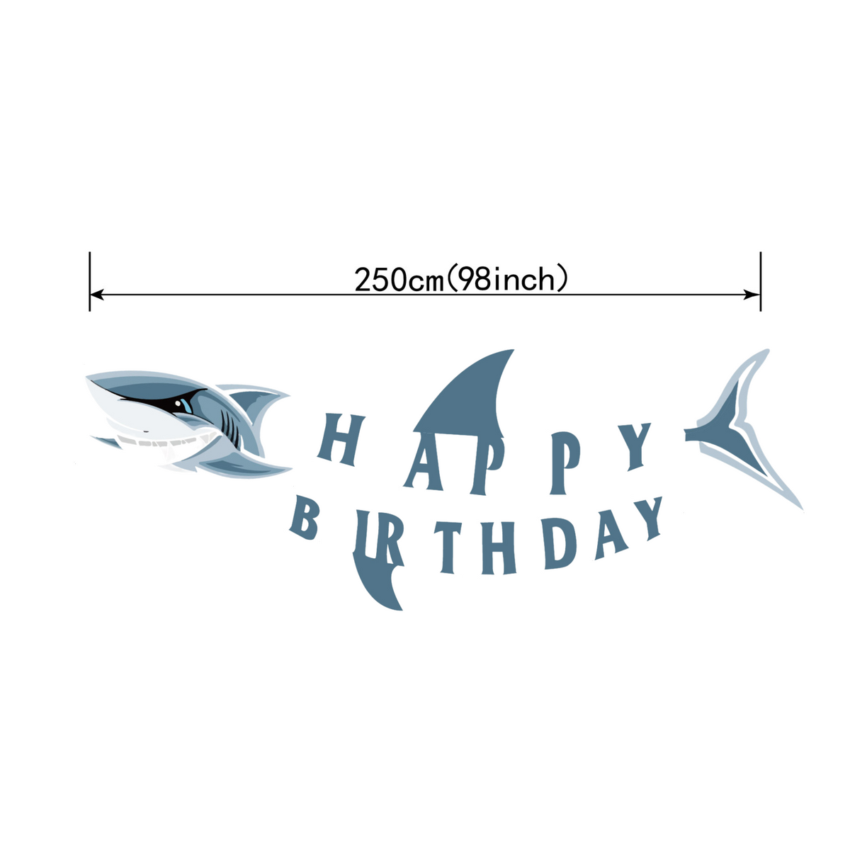 Under the sea blue shark happy birthday bunting banner garland 2.5m length product photo 4