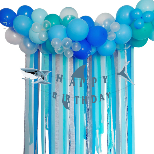 Under the sea blue shark happy birthday bunting banner garland 2.5m length product photo