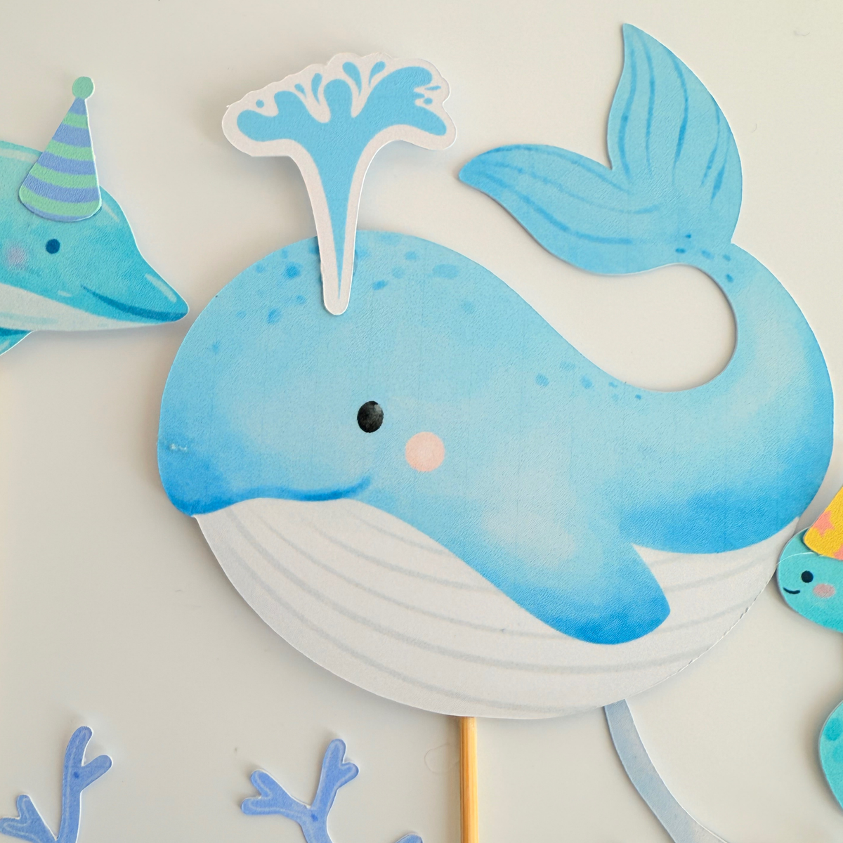 Under the sea blue whale octopus coral reefs Cake Toppers Birthday Party product photo 5