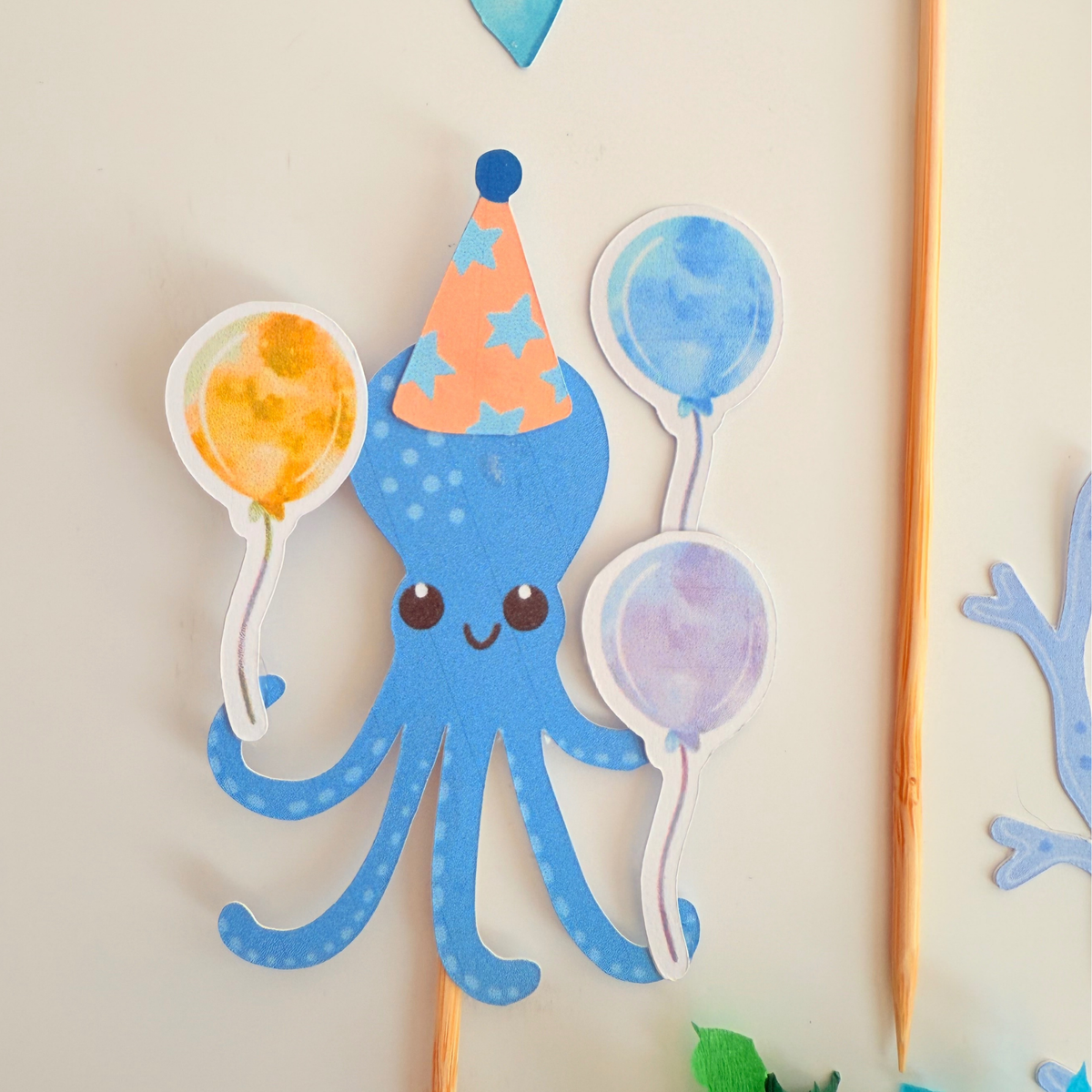 Under the sea blue whale octopus coral reefs Cake Toppers Birthday Party product photo 6