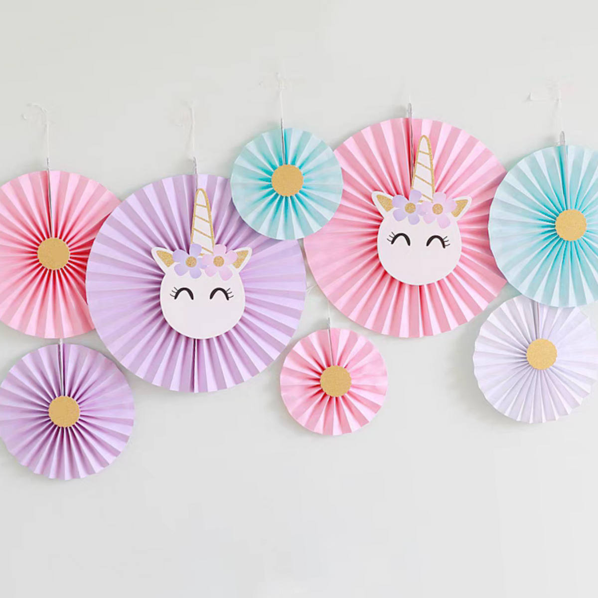 Unicorn fan tissue tassel bunting banner birthday decoration set product photo 2
