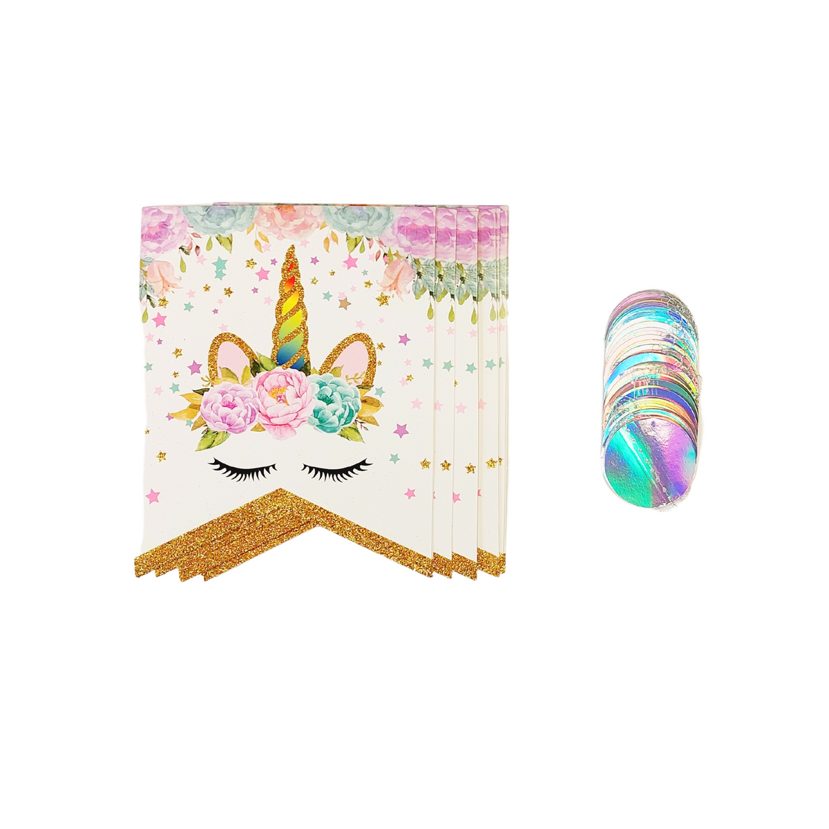 Unicorn fan tissue tassel bunting banner birthday decoration set product photo 3