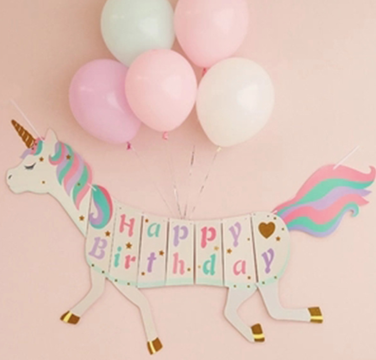 Unicorn Happy Birthday Bunting Garland product photo 2