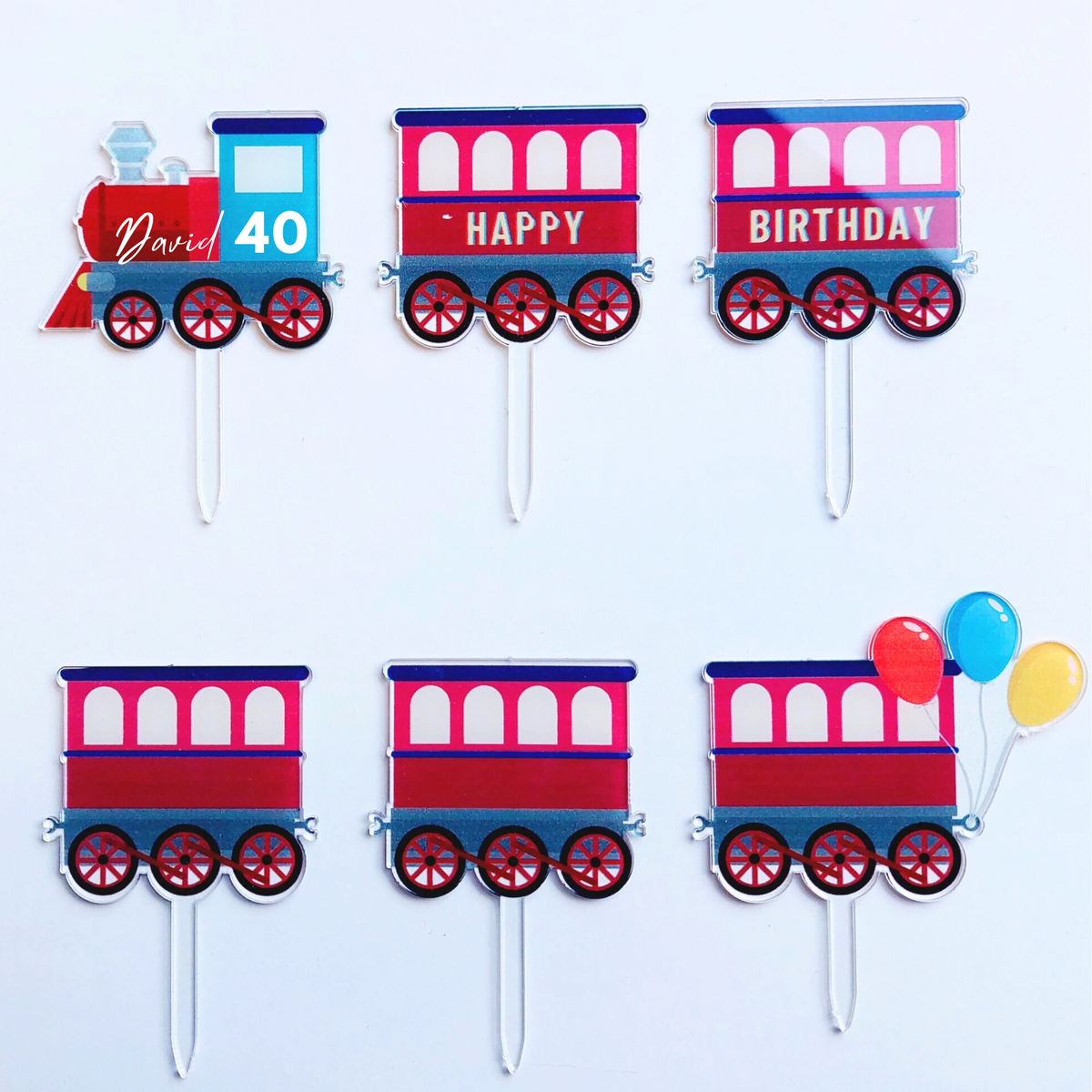 Personalised Vehicle train acrylic cake topper boys men birthday cake decoration product photo 4