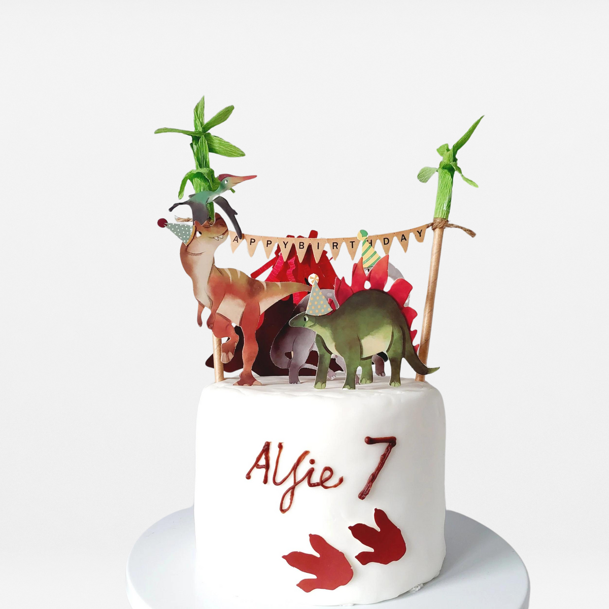 Volcano Dinosaurs Birthday Cake Topper set product photo 2