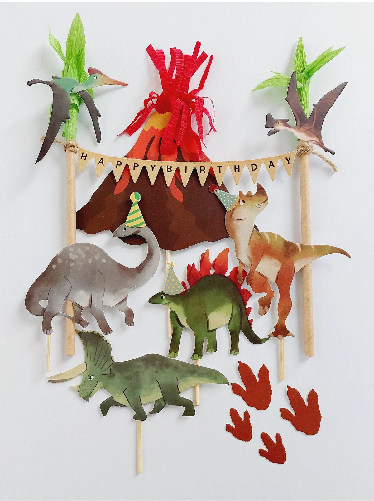 Volcano Dinosaurs Birthday Cake Topper set product photo 7