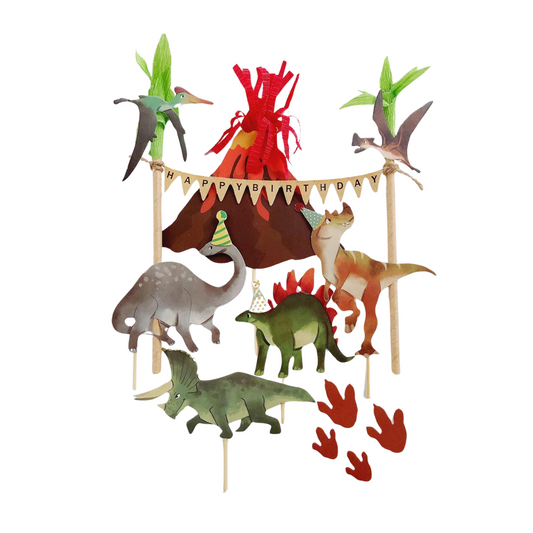 Volcano Dinosaurs Birthday Cake Topper set product photo