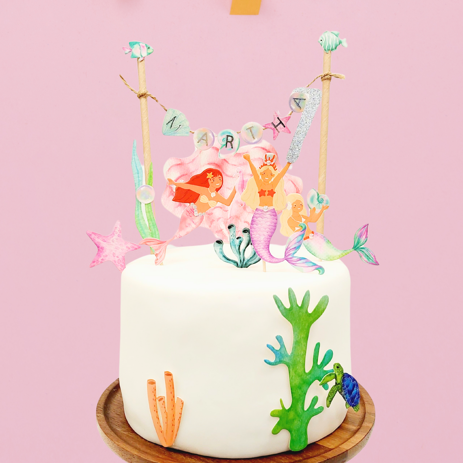 Personalised Mermaid Sea World Cake Toppers set - TheLittleStuff