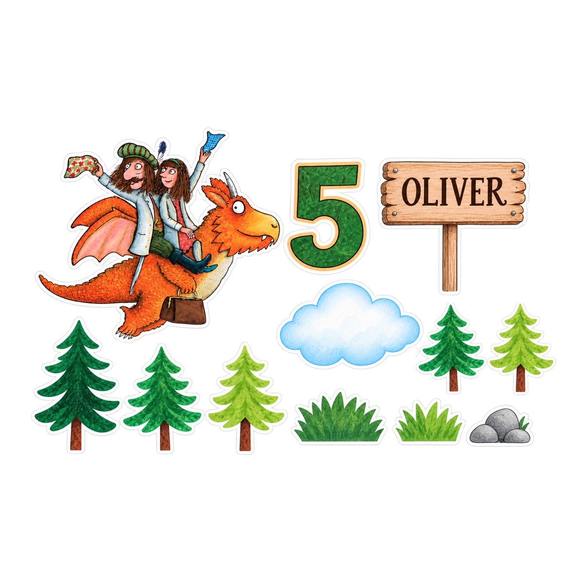 Personalised Dragon ZOG Storybook Inspired Birthday Cake Topper product photo 3
