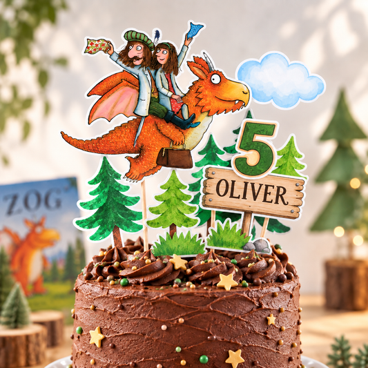 Personalised Dragon ZOG Storybook Inspired Birthday Cake Topper product photo