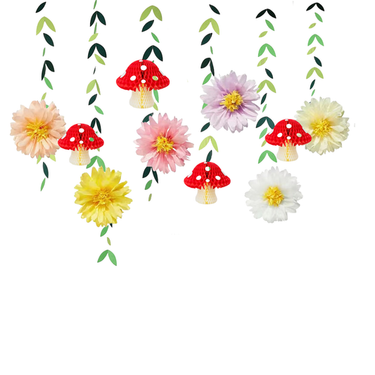 Whimsical Fairy Garden mushroom hanging decoration combo product photo