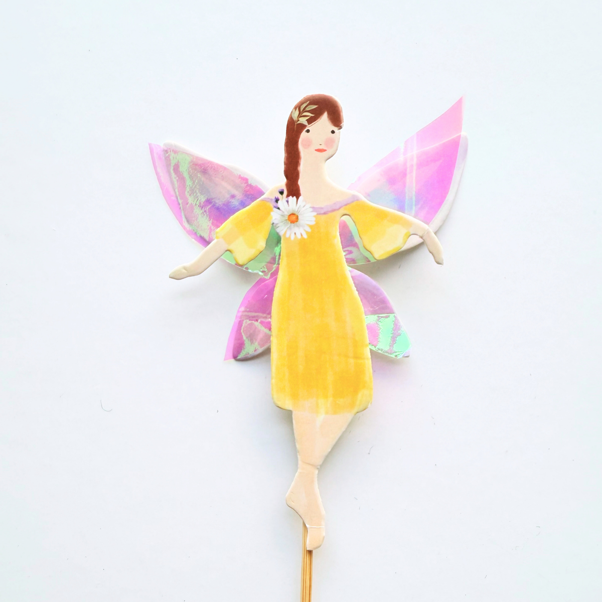 Whimsical iridescent Fairy Garden Cake Topper and butterflies Set product photo 4