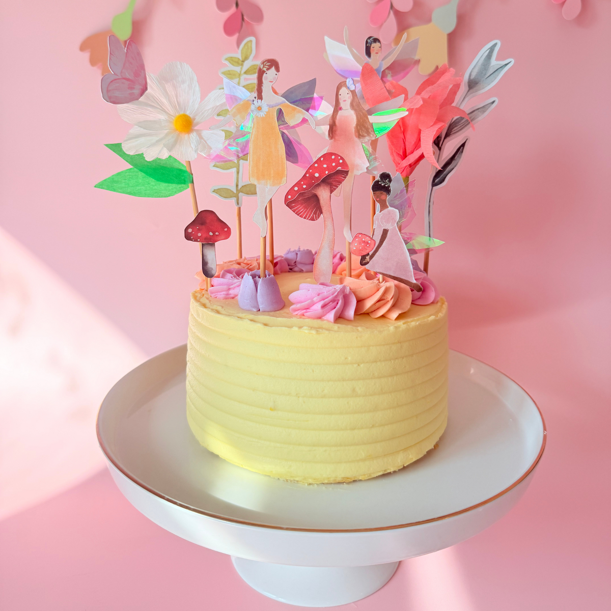 11pcs Whimsical iridescent Fairy Garden Cake Topper Set – Handmade with product photo 2