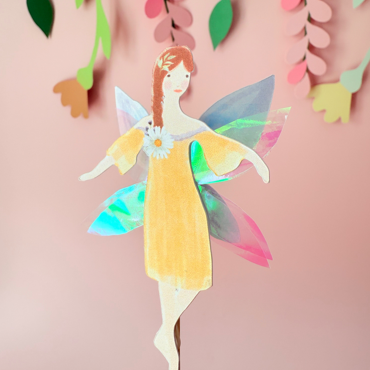 11pcs Whimsical iridescent Fairy Garden Cake Topper Set – Handmade with product photo 4