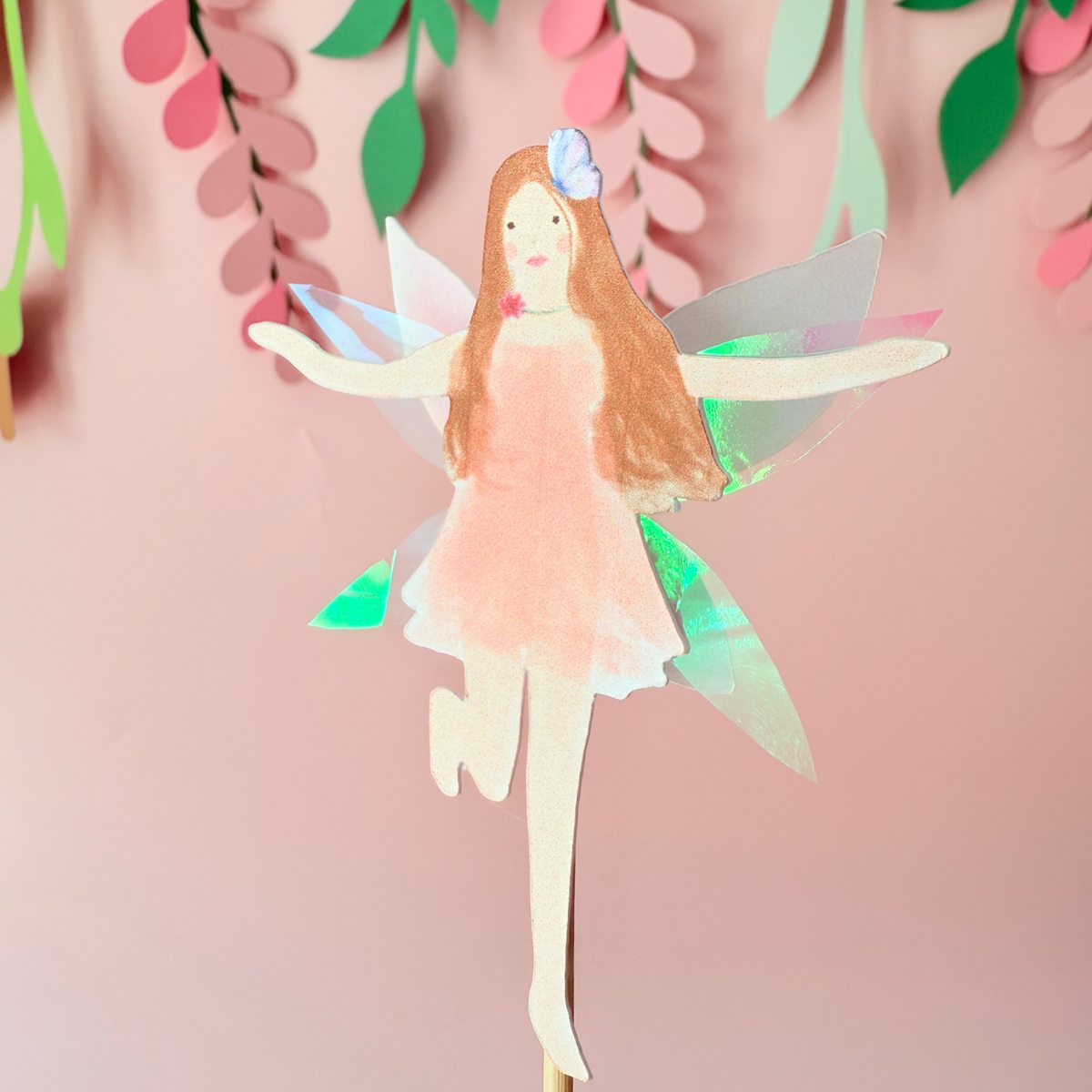 11pcs Whimsical iridescent Fairy Garden Cake Topper Set – Handmade with product photo 5