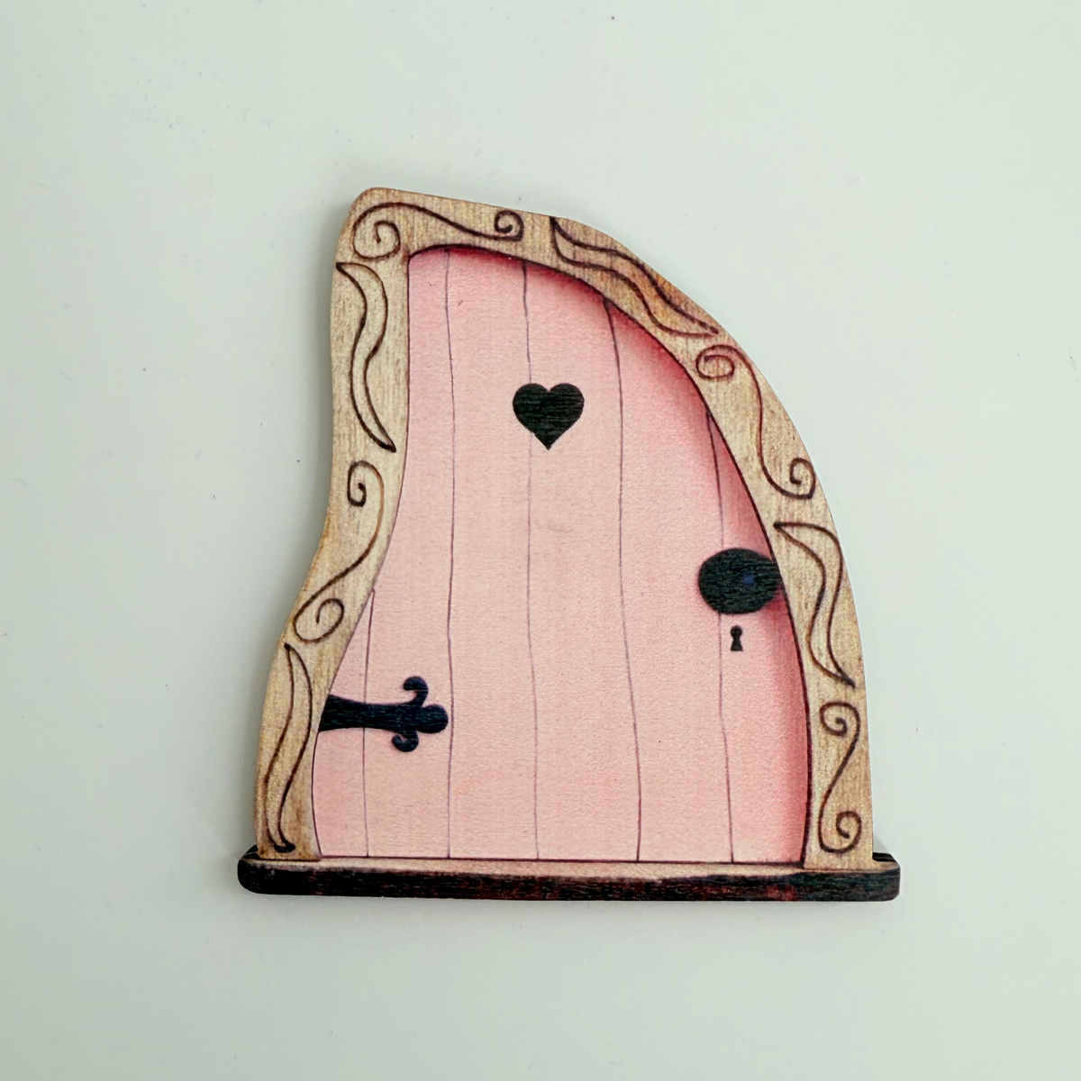 Whimsical iridescent Fairy Garden Cake Topper wooden fairy house doors product photo 4