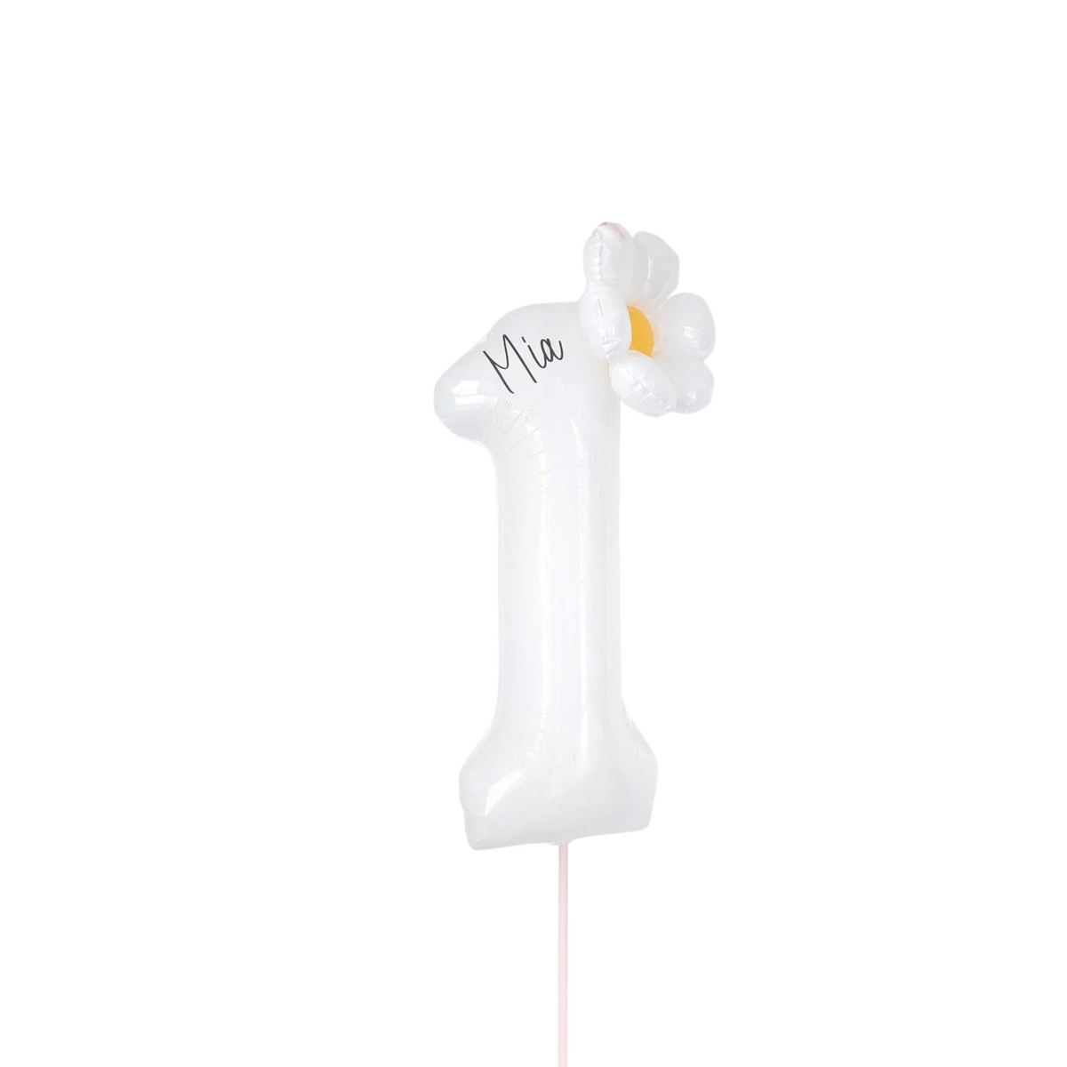 White 40inch number balloon with small daisy balloon for girls birthday product photo 2