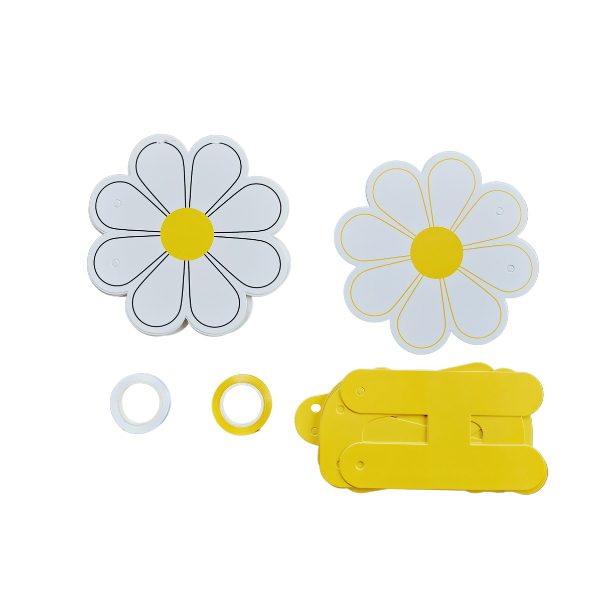 White and yellow happy birthday daisy bunting banner product photo 2
