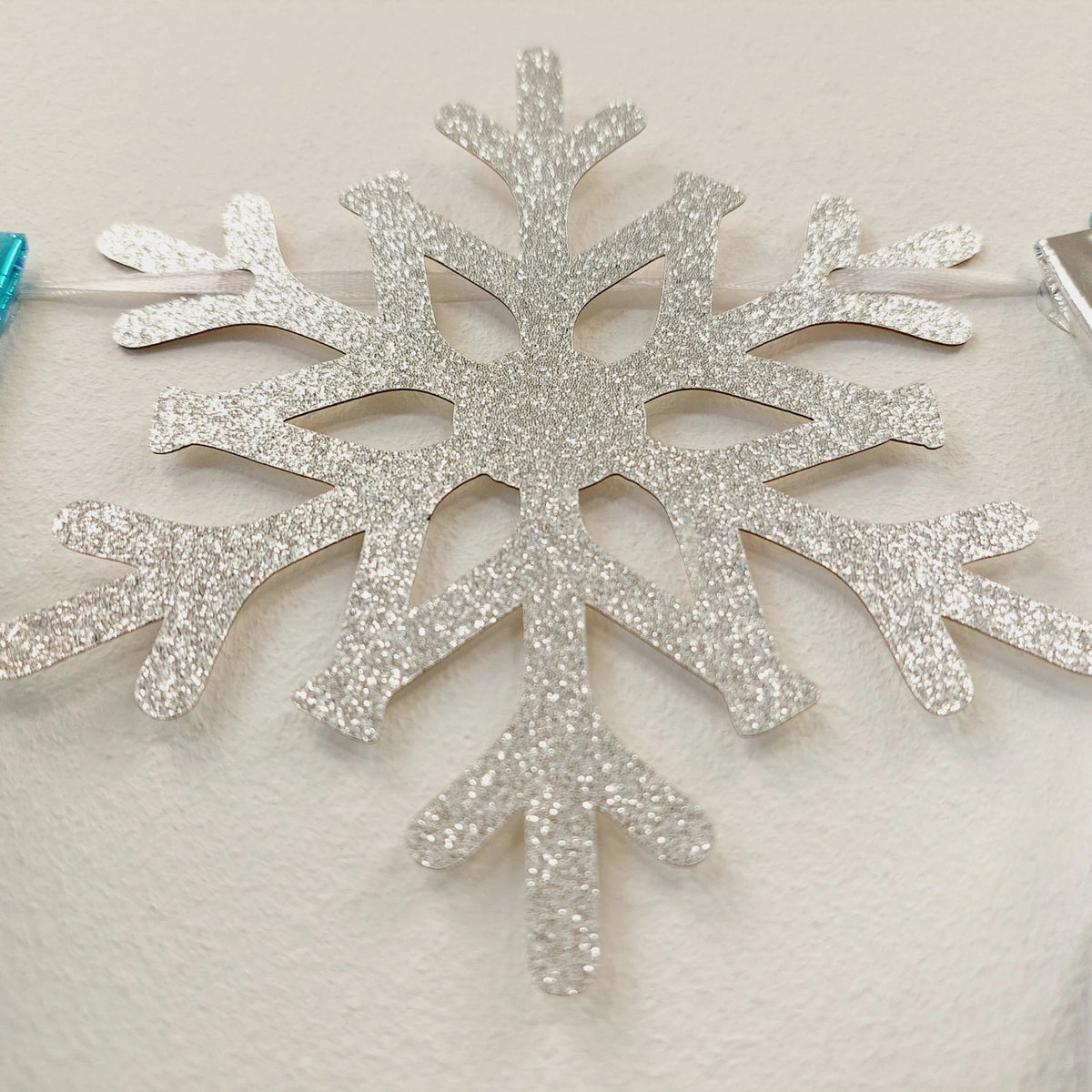 Winter Christmas Frozen princesses blue white snowflakes tissue tassel garland product photo 4