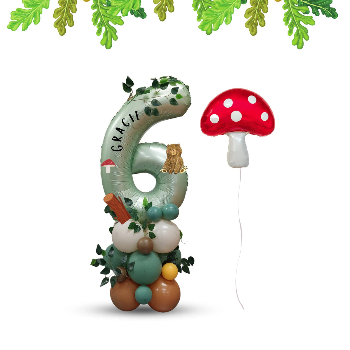 Woodland animal bear birthday balloon bouquet product photo 3