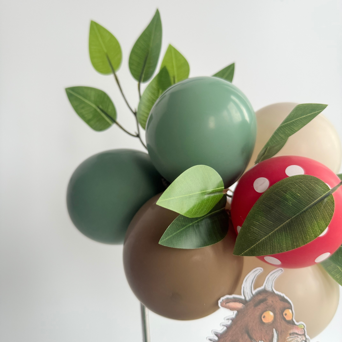 Woodland gruffalo style sage green toffee balloon cake topper product photo 2