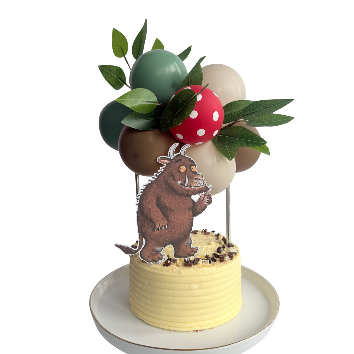 Woodland gruffalo style sage green toffee balloon cake topper product photo 4