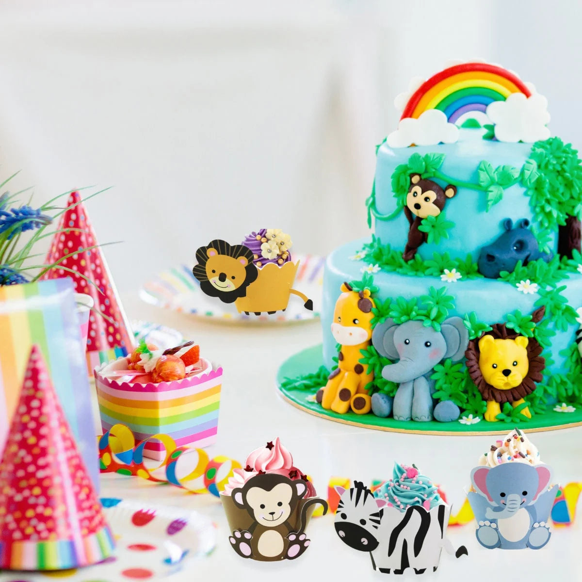 Zoo jungle forest safari Animal Birthday Party Cup cake holder 12-pack product photo 2